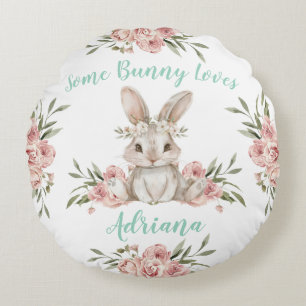 Baby Bunny Some Bunny Loves You Round Cushion