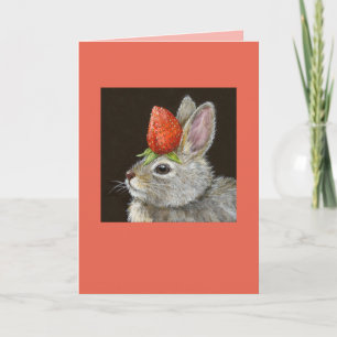 baby bunny with strawberry card
