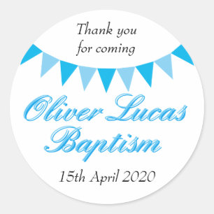 Baby Bunting Blue Baptism Christening Favour Classic Round Sticker