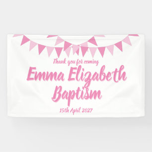 Baby Bunting Pink Baptism Christening Favour Banner