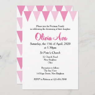 Baby Bunting Pink Baptism Christening Invitation