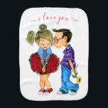 Baby Burp Cloth with Couple Love - I Love You<br><div class="desc">Sweet Romantic Couple - Love - I Love You - Kiss Cute Boy and Girl - Fun Painting - Choose / Add Your Unique Text / Name / Colour - Make Your Special Gift - Resize and move or remove / add elements - image / text with customisation tool. Painting...</div>