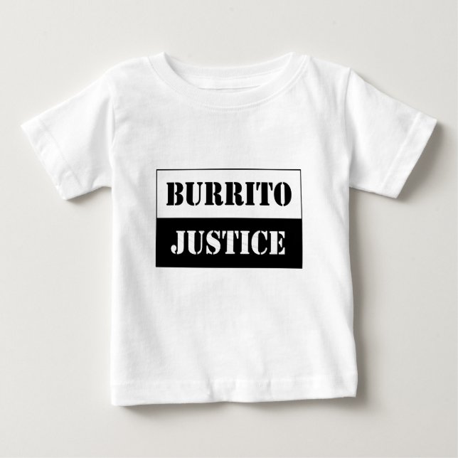 baby burrito justice shirt black on white (Front)