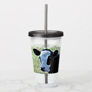 Baby Calf Acrylic Cup With Straw and Lid