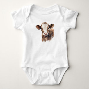 Baby Calf Head Cute Farm Animal Baby Bodysuit