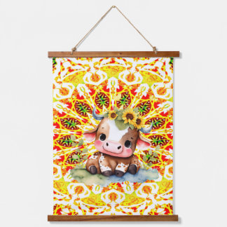Baby Calf In Bright Colours Hanging Tapestry
