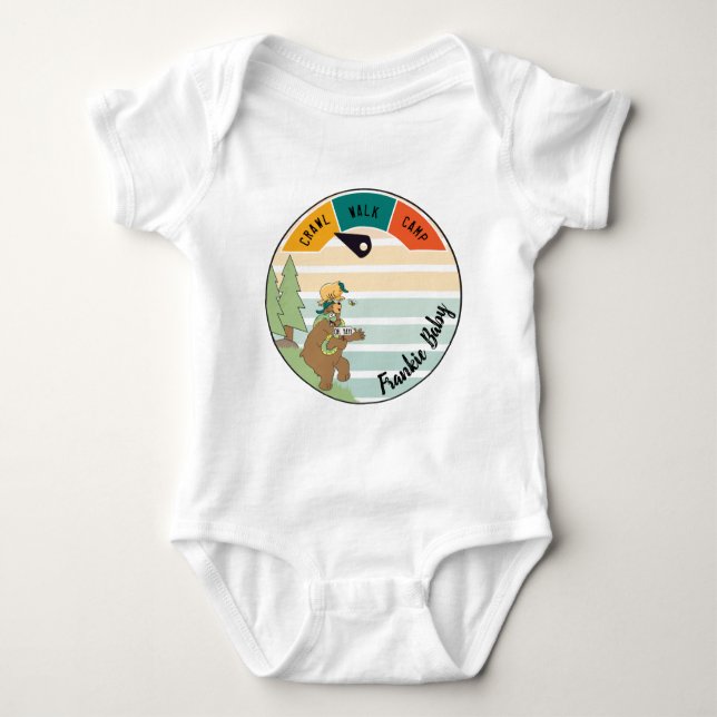 Baby Camp Bear, Snake, Owl Personalise Bodysuit (Front)