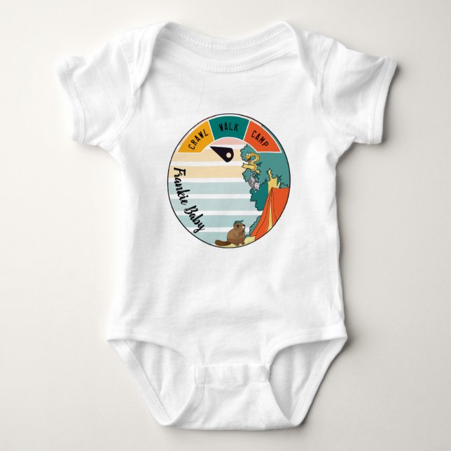 Baby Camp Beaver, Opossum, Snake Personalise Baby Bodysuit (Front)