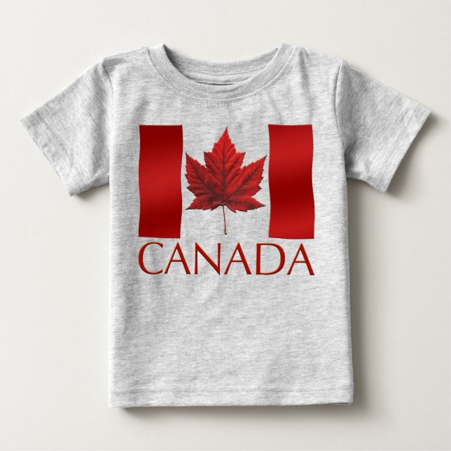 Baby Canada Flag Souvenir Organic One-Piece T-Shirt (Front)