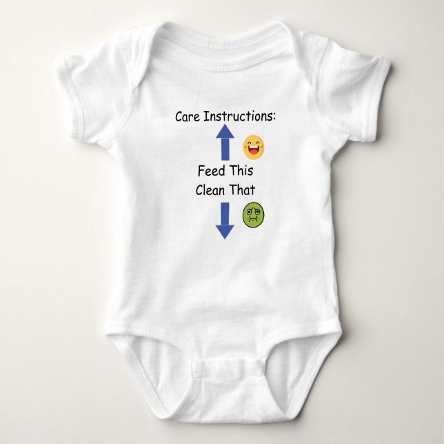 Baby Care Instructions One-Piece Bodysuit (Front)