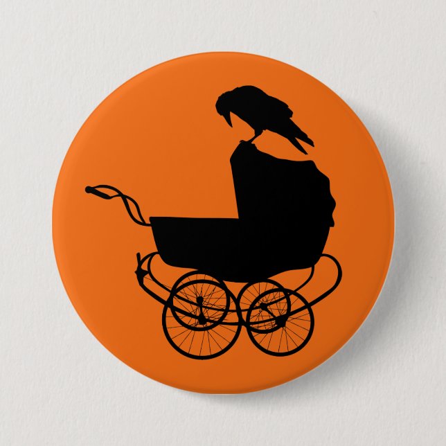 Baby Carriage and Crow 7.5 Cm Round Badge (Front)