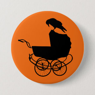 Baby Carriage and Crow 7.5 Cm Round Badge