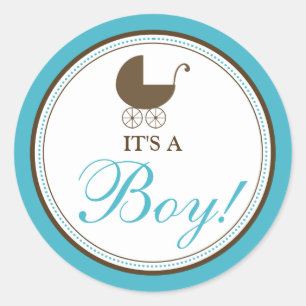 Baby Carriage Announcement Sticker (aqua)