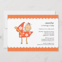 Baby Carriage Baby Shower Invitation Stick Figure