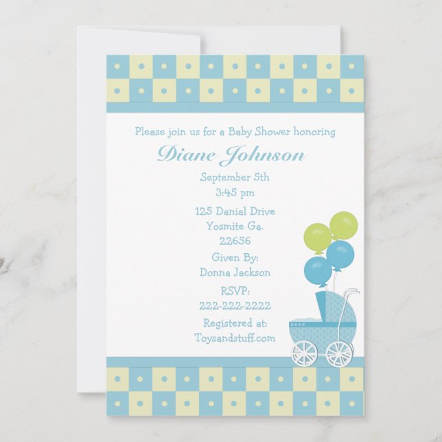 Baby Carriage Baby Shower Invitations (Front)