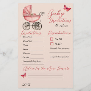 Baby Carriage Baby Shower Predictions Advice Card