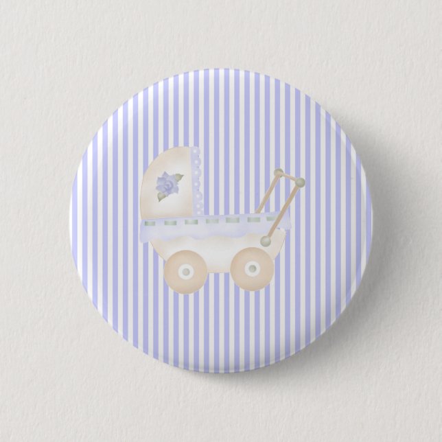 Baby Carriage Blue 6 Cm Round Badge (Front)