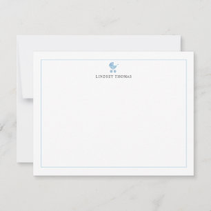 Baby Carriage Blue Border Personalised Stationery Card