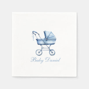 Baby Carriage Boy Baby Shower Napkin
