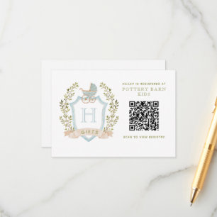 Baby Carriage Crest   Baby Shower Gift Registry Enclosure Card
