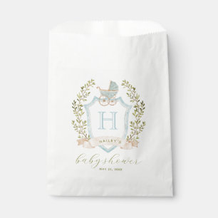 Baby Carriage Crest Monogram Blue Baby Shower Favour Bag