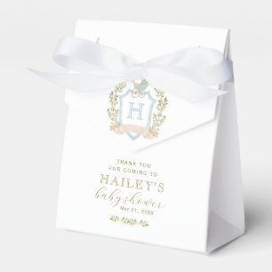Baby Carriage Crest Monogram Blue Baby Shower Favour Box
