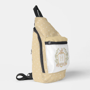 Baby Carriage Crest Monogram   Neutral Baby  Sling Bag