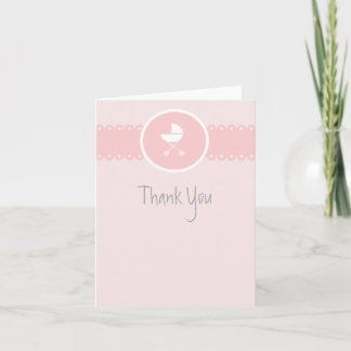 Baby Carriage Medallion Pink Thank You Note