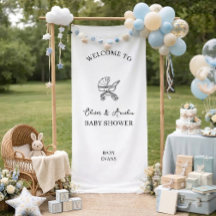 Baby Carriage Minimal Script Baby Shower Welcome