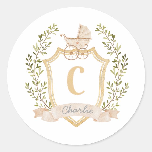Baby Carriage Monogram C | Neutral Sticker (Front)