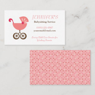Baby Carriage Polka Dot Babysitting Service Business Card