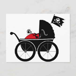 baby carriage red postcard