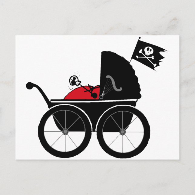 baby carriage red postcard (Front)