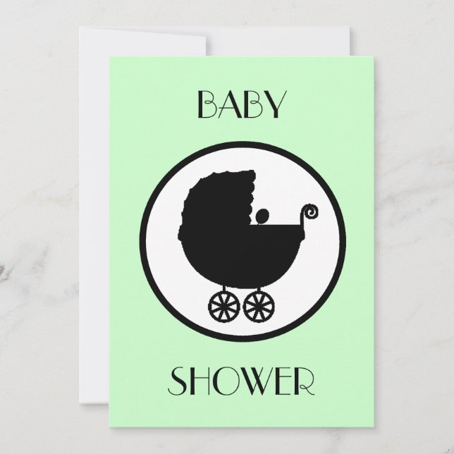 Baby Carriage Silhouette Baby Shower Invitation (Front)