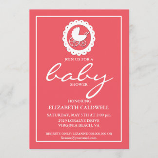 Baby Carriage Silhouette Baby Shower Invitation