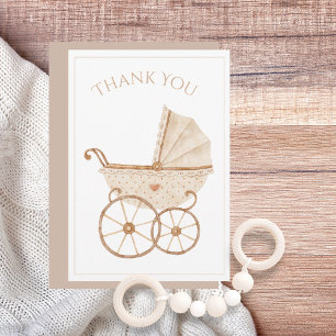 Baby Carriage Watercolor Baby Shower Thank You Card