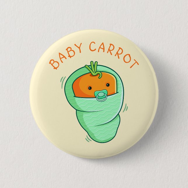 Baby Carrot Pun 6 Cm Round Badge (Front)