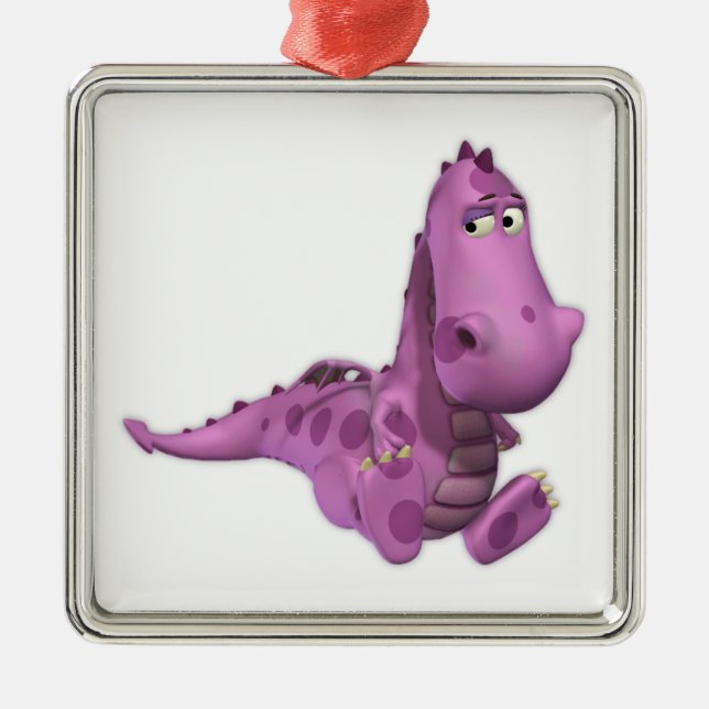 Baby Cartoon Dragons: Smoky Metal Ornament (Front)