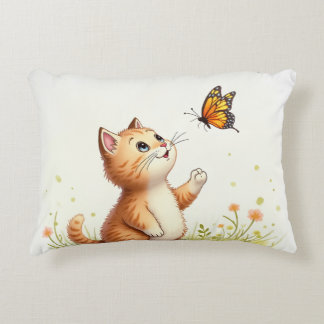 Baby cat and butterfly pillow