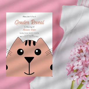 Baby Cat Cute Gender Reveal Invitation
