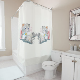 Baby Cat Funny Shower Curtain - Custom Colours
