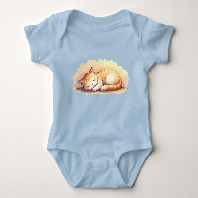 Baby Cat Sleeping Baby Bodysuit (Front)