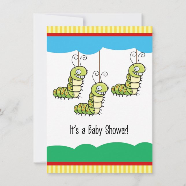 Baby Caterpillars Baby Shower Invitation (Back)