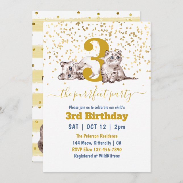 Baby Cats Perfect Party Child's Birthday  Invitation (Front/Back)