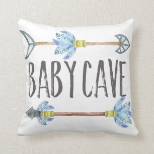 Baby Cave Boho Tribal Boy Nursery Throw Pillow