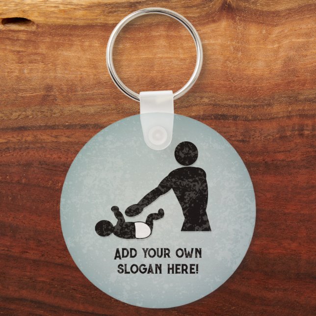Baby Change New Daddy add funny text front & back Key Ring (Front)