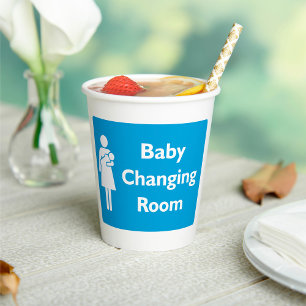 Baby Changing Room Sign with Parent and Infant  Paper Cups