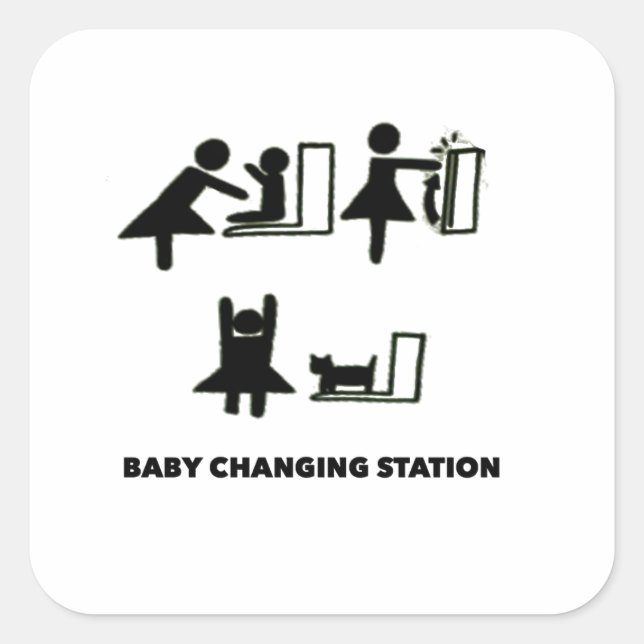 Baby Changing Station Square Sticker (Front)