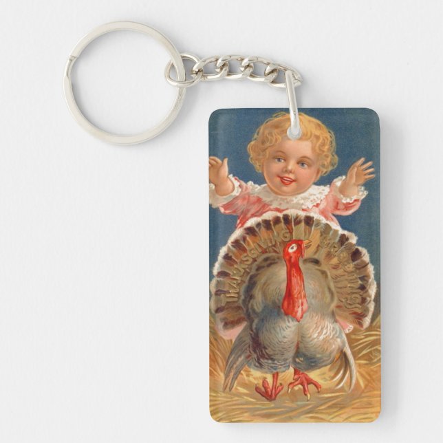 Baby Chasing Tom Turkey Vintage Keychain (Front)