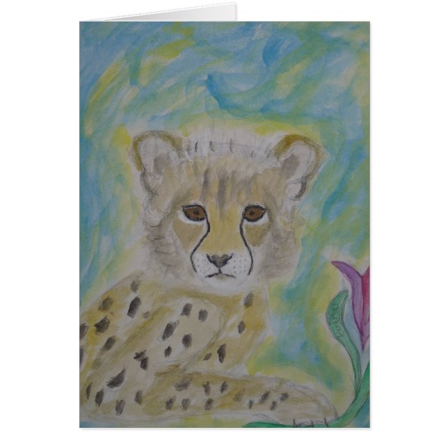 baby cheetah and flower (Front)